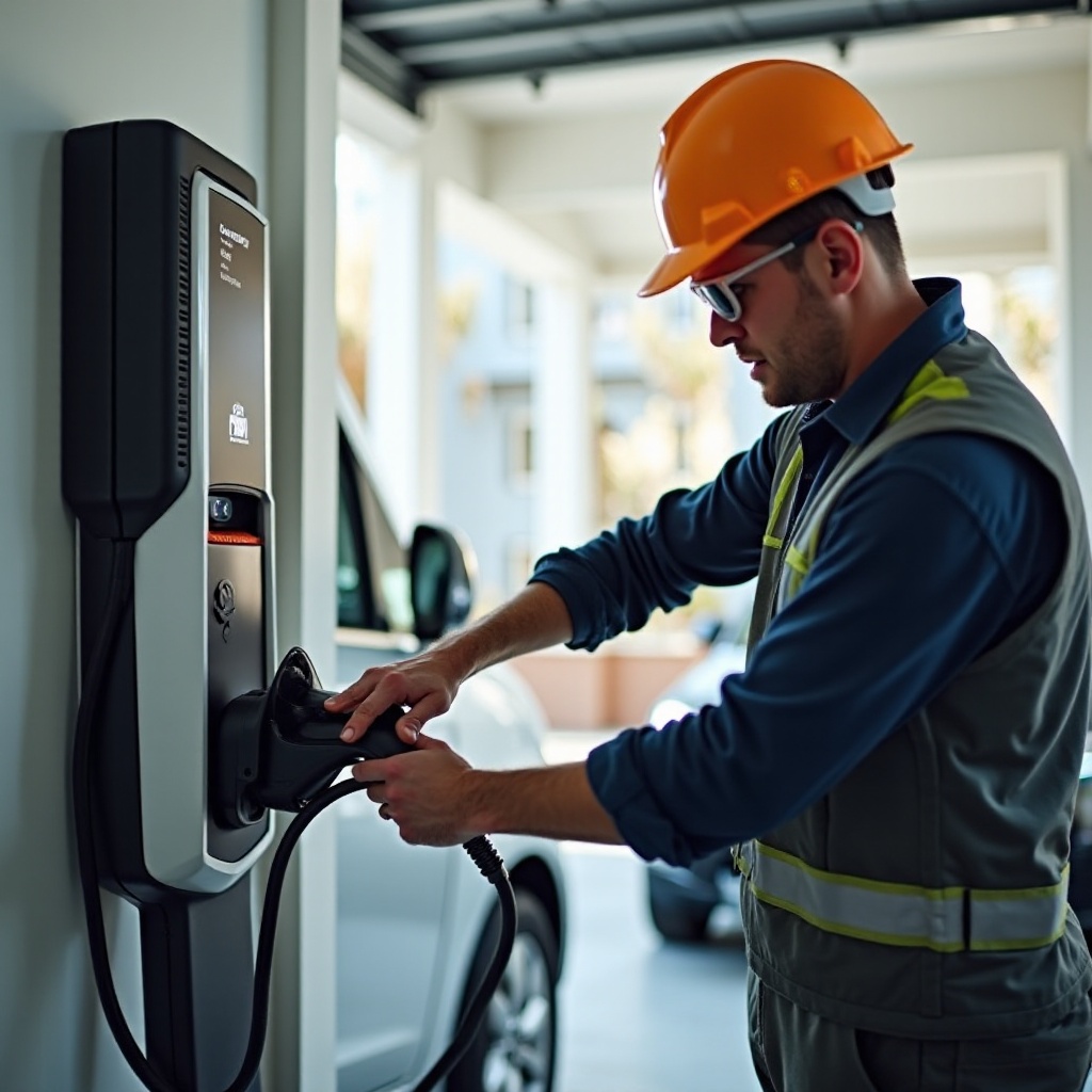 installatie van oplaadpunt voor elektrische voertuigen